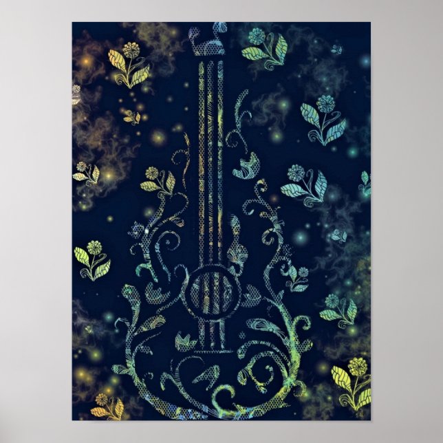 Blume Gitarrenpostermalerei Poster (Vorne)