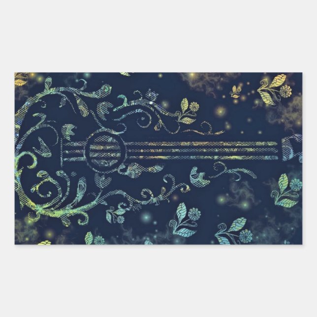 Blume Gitarrist Rechteckiger Aufkleber (Vorderseite)