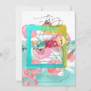 *~* Blume Glitzer Moderne Abstrakt Minze Invitati Einladung