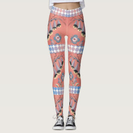 Blume Glocken und Zapfen im rosa Hintergrund Leggings
