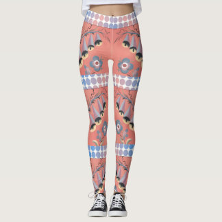 Blume Glocken und Zapfen im rosa Hintergrund Leggings