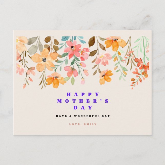 Blume Glückliche Muttertagskarte Feiertagspostkarte (Vorderseite)