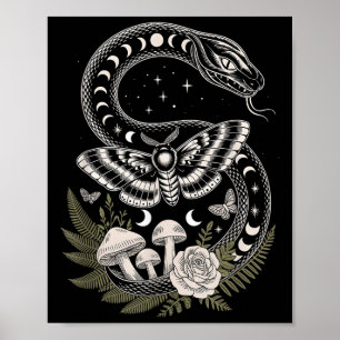 Blume Goblincore Moth Butterfly Monophons Cotta Poster