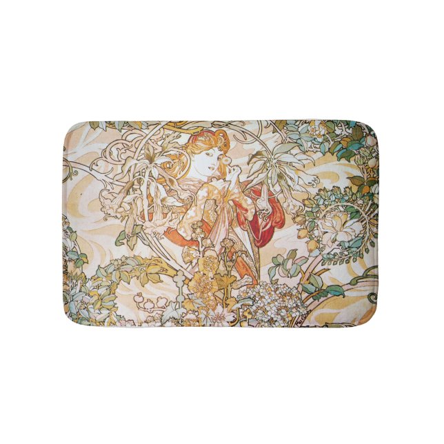 Blume Goddess Art Nouveau Badematte (Vorderseite)