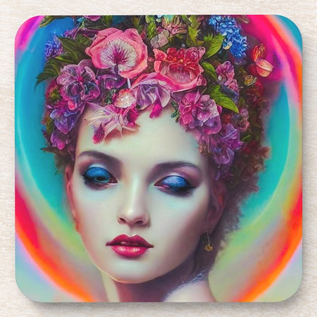 Blume Goddess Getränkeuntersetzer (Vorderseite)