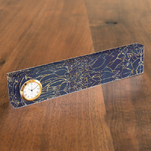 Blume Gold und Blue Dahlia Namensplakette