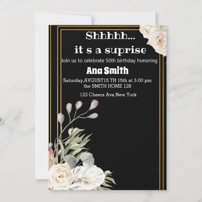 BLUME GOLDEN EINLADUNG FÜR SIE FÜNFZIG (Vorderseite)