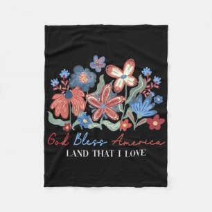 Blume "Gott segne Amerika" 4. Juli Unabhängigkeits Fleecedecke
