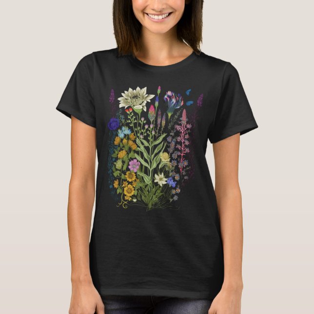 Blume, grafisch für die Wildblume von Frauen, blas T-Shirt (Vorderseite)