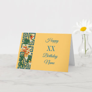 Blume Grenzgestaltung Personalisiert Geburtstag Karte