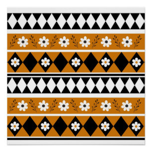 Blume Grenzstreifen Diamond-Boho Blumenmuster Poster