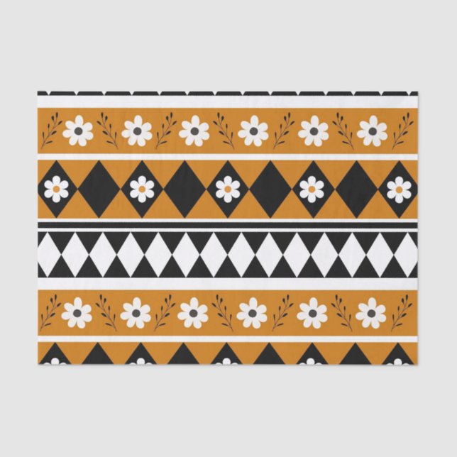 Blume Grenzstreifen Diamond-Boho Blumenmuster Seidenpapier (Vorderseite)