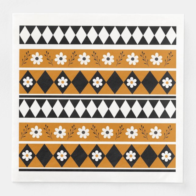 Blume Grenzstreifen Diamond-Boho Blumenmuster Serviette (Vorderseite)