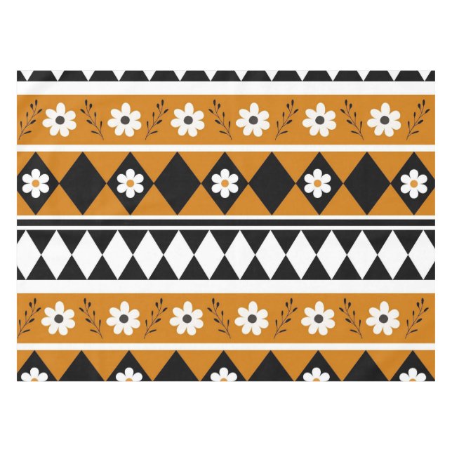 Blume Grenzstreifen Diamond-Boho Blumenmuster Tischdecke (Vorderseite (Horizontal))