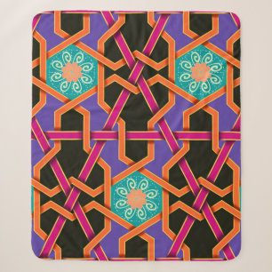 Blume grün orange und lila Geometrisch ethnisch na Sherpadecke