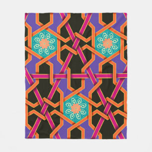Blume grün orange und violett Geometrisch ethnisch Fleecedecke