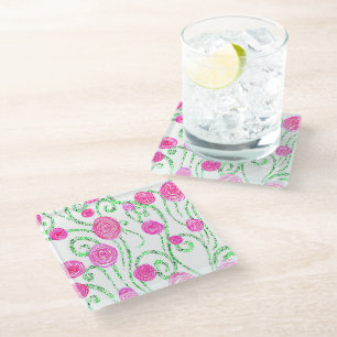 Blume grün und rosa glasuntersetzer