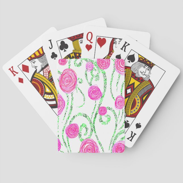 Blume grün und rosa spielkarten (Rückseite)