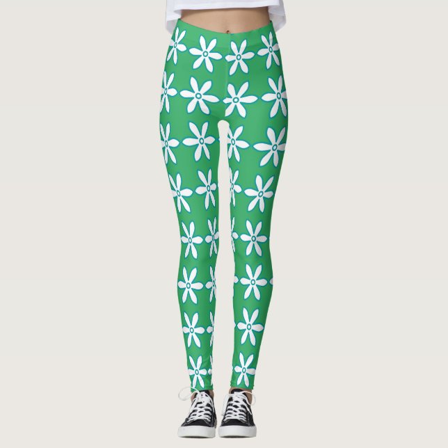 Blume Grüne Leggings (Vorderseite)