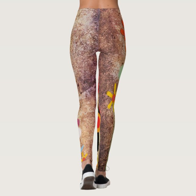 Blume Grungy Art Leggings (Rückseite)
