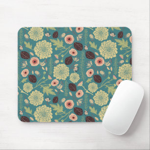 Blume Grünrosa Blumenmuster Mousepad
