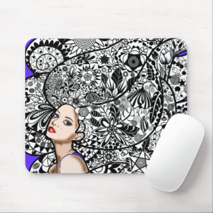 Blume Hair Girl - Zeichnend Mousepad