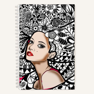 Blume Hair Lady Notebook Notizbuch