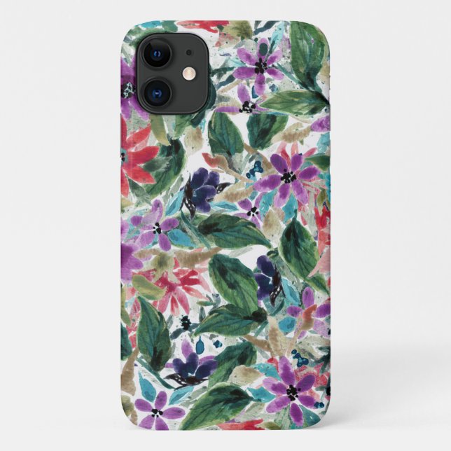 Blume | Handgemalte violette Blumen Case-Mate iPhone Hülle (Rückseite)