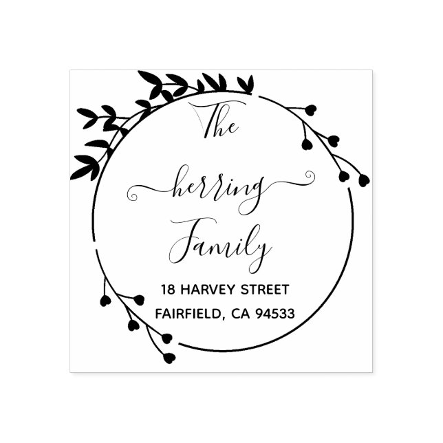 Blume Handgeschriebene Rücksendeadresse Gummistempel (Prägung)