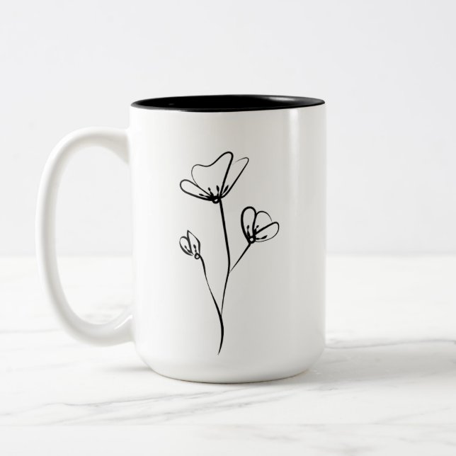 Blume Handgezeichnete Illustration Zweifarbige Tasse (Links)