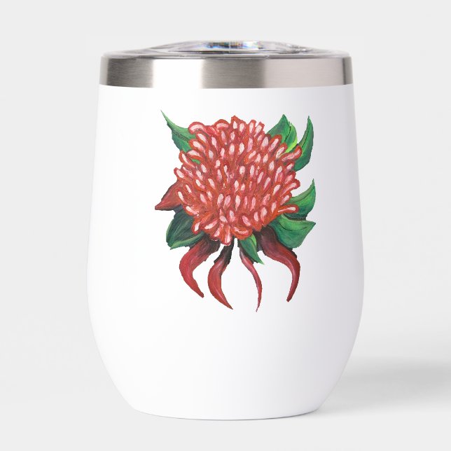 Blume Handgezogene Waratah Wasserflasche (Vorderseite)
