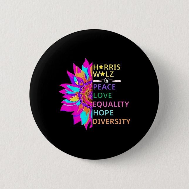 Blume Harris Wheimer 2024 Peace Liebe Equality Hop Button (Vorderseite)