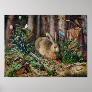 Blume Hasen Kunstwald Vintag Poster