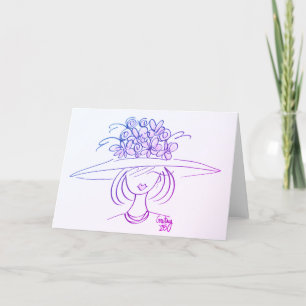 Blume Hat Lady - rosa Dankeskarte
