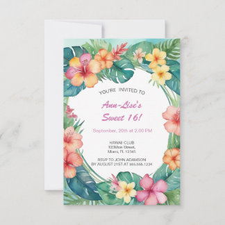 Blume Hawaii Geburtstag Einladung
