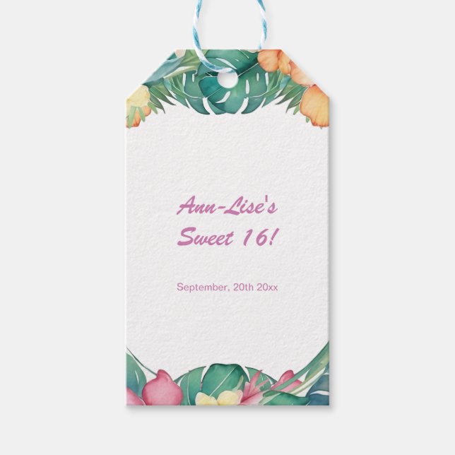 Blume Hawaii Geburtstag Geschenkanhänger (Vorderseite)