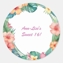Blume Hawaii Geburtstag Runder Aufkleber