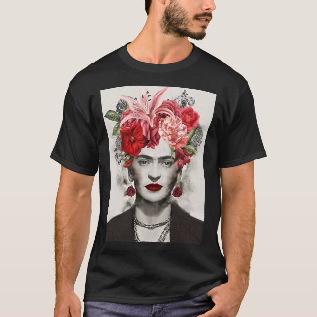 Blume Head Frida kahlo Kunst Blume Geschenk für Fa T-Shirt (Vorderseite)