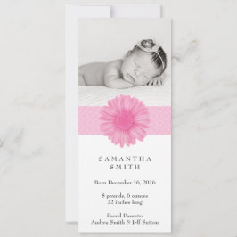 Blume Headband Geburtsankündigung 4" x 9,25" Ankündigung