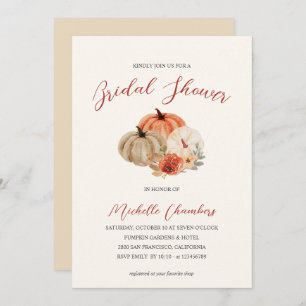 Blume Herbst Pumpkins Elegantes Brautparty in Einladung