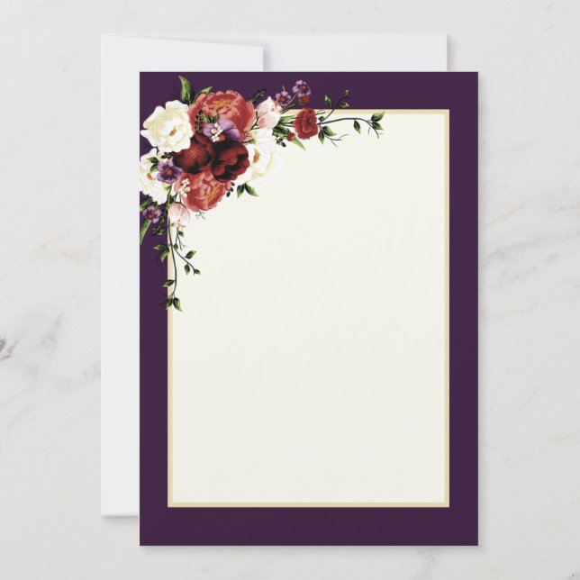 Blume Herbst Terracotta Cream Burgund Einladung (Rückseite)