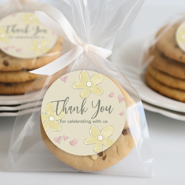 Blume Herz Ducks Babydusche Neutralmädchen Runder Aufkleber (Von Creator hochgeladen)