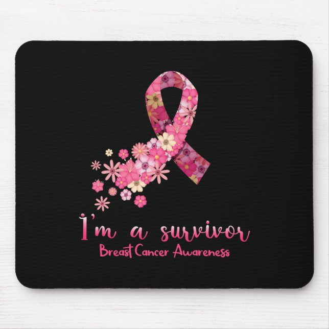Blume Herz ich bin ein Überlebender Brustkrebs-Bew Mousepad (Vorne)