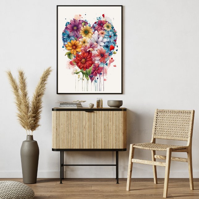Blume Herz Modernes Art Poster (Flower Heart Modern Art Poster)