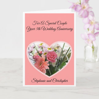Blume Herz Personalisiert 5. Hochzeitstag Karte