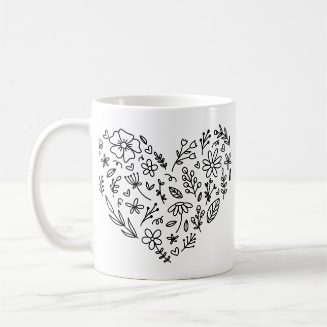 Blume Herz Tasse, Blume, Wildblumen botanisch Kaffeetasse (Links)