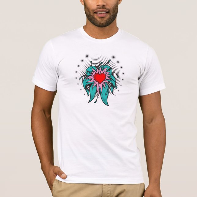 Blume Herz-Tattoo-Design T-Shirt (Vorderseite)