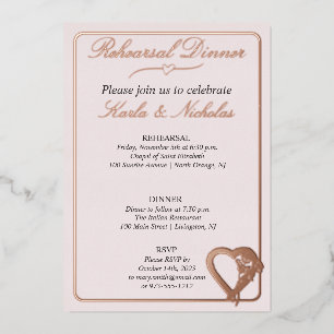 Blume Herz und Rose Probe Abendessen Folieneinladung