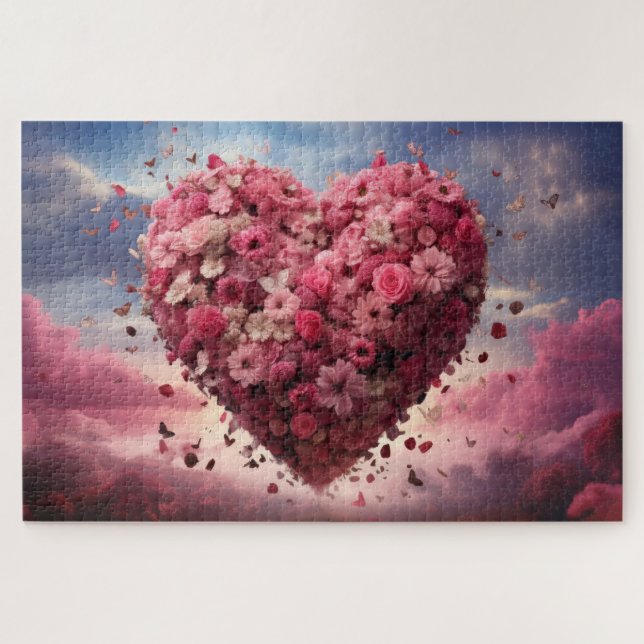 Blume Herz und Schmetterling Puzzle (Horizontal)