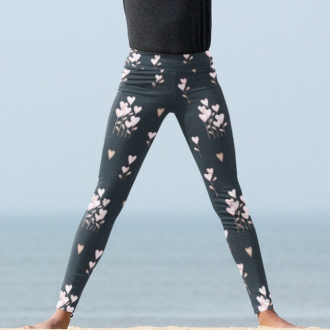 Blume Herz Wasserfarben Valentinstag Leggings (Von Creator hochgeladen)